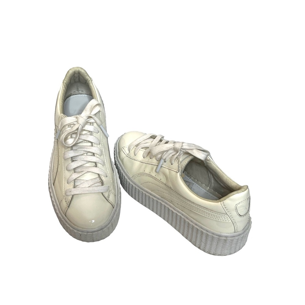 Fenty x Puma Creeper Off-White Patent Leather  Platform Sneakers Sz 8 Wo…